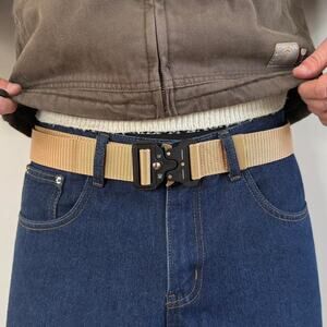 Tan and Cream Tactical Nylon Belt – Utility Military Style, Unisex, New